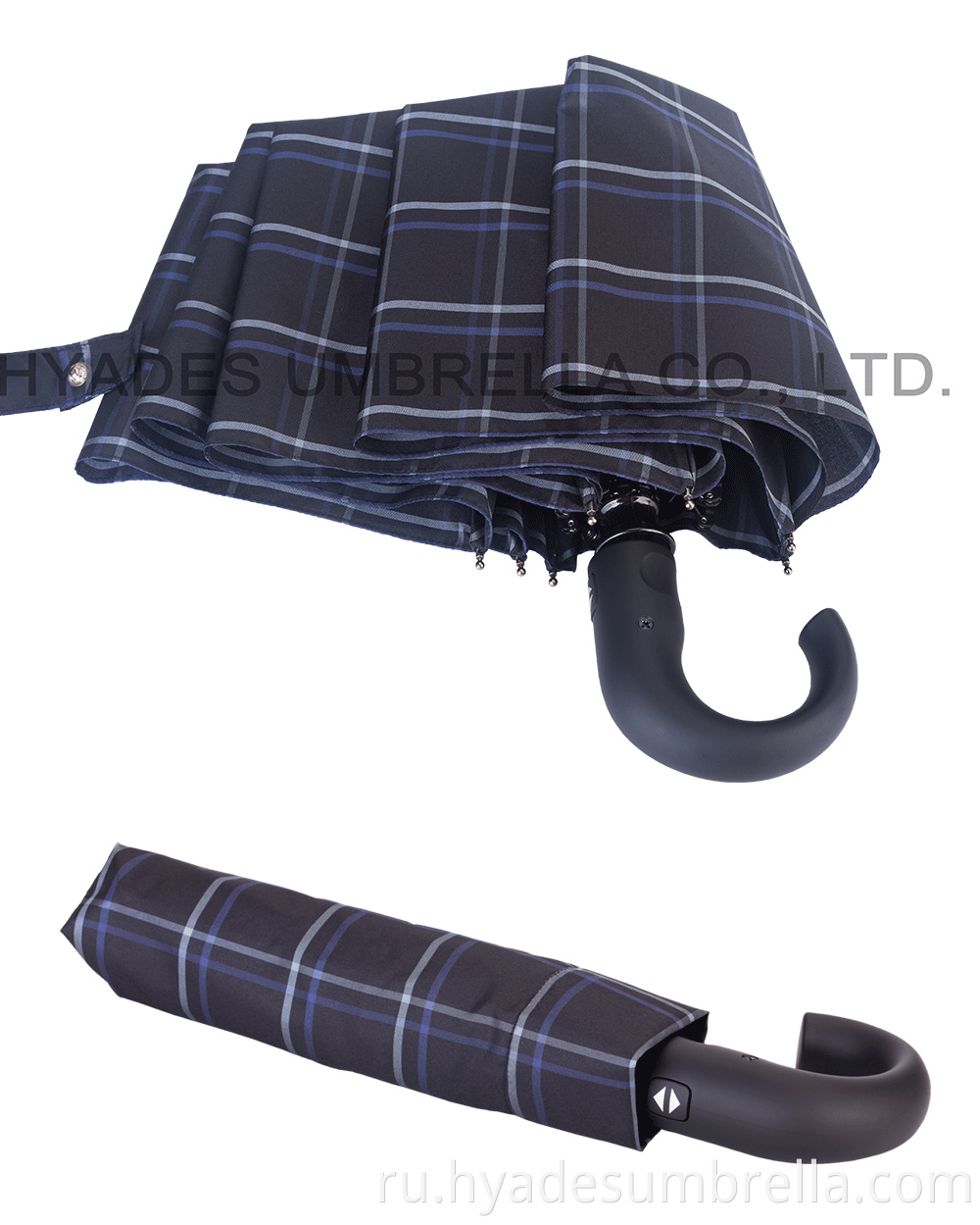 folding umbrella with curved handle